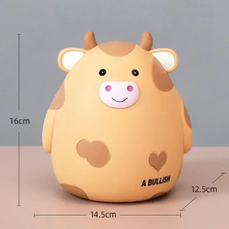 Cute Cartoon Calf Resin Ornaments Childrens Pet Piggy Bank Home Decoration Children's Gift Coin Bank Accessories Home Supplies