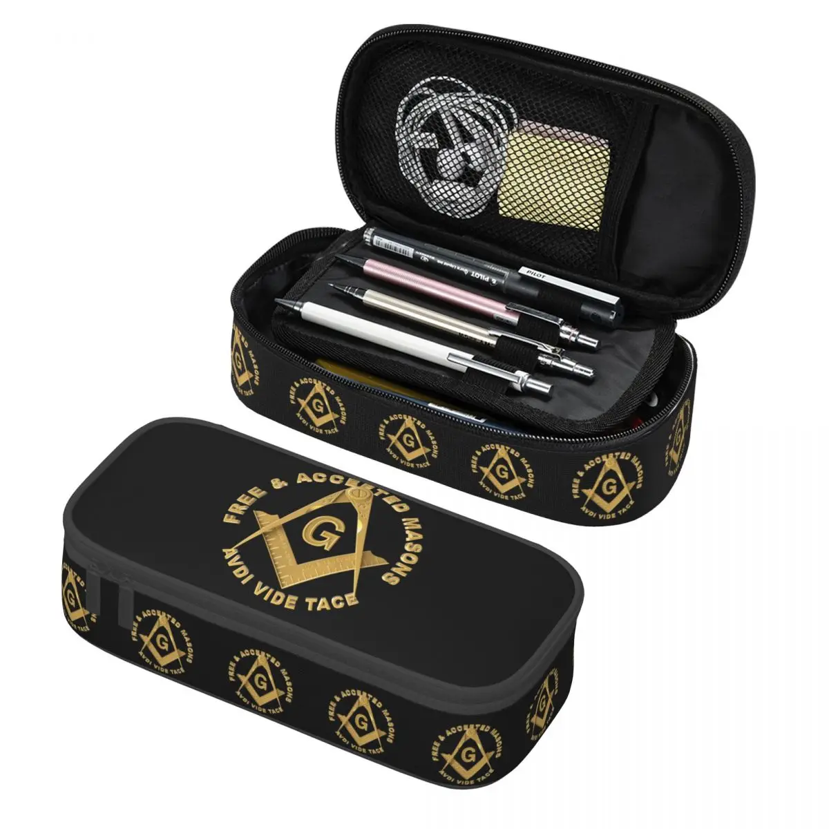 Kawaii Masons Masonic Freemason Pencil Cases for Girl Boy Big Capacity Mason Freemasonry Pencil Pouch Stationery