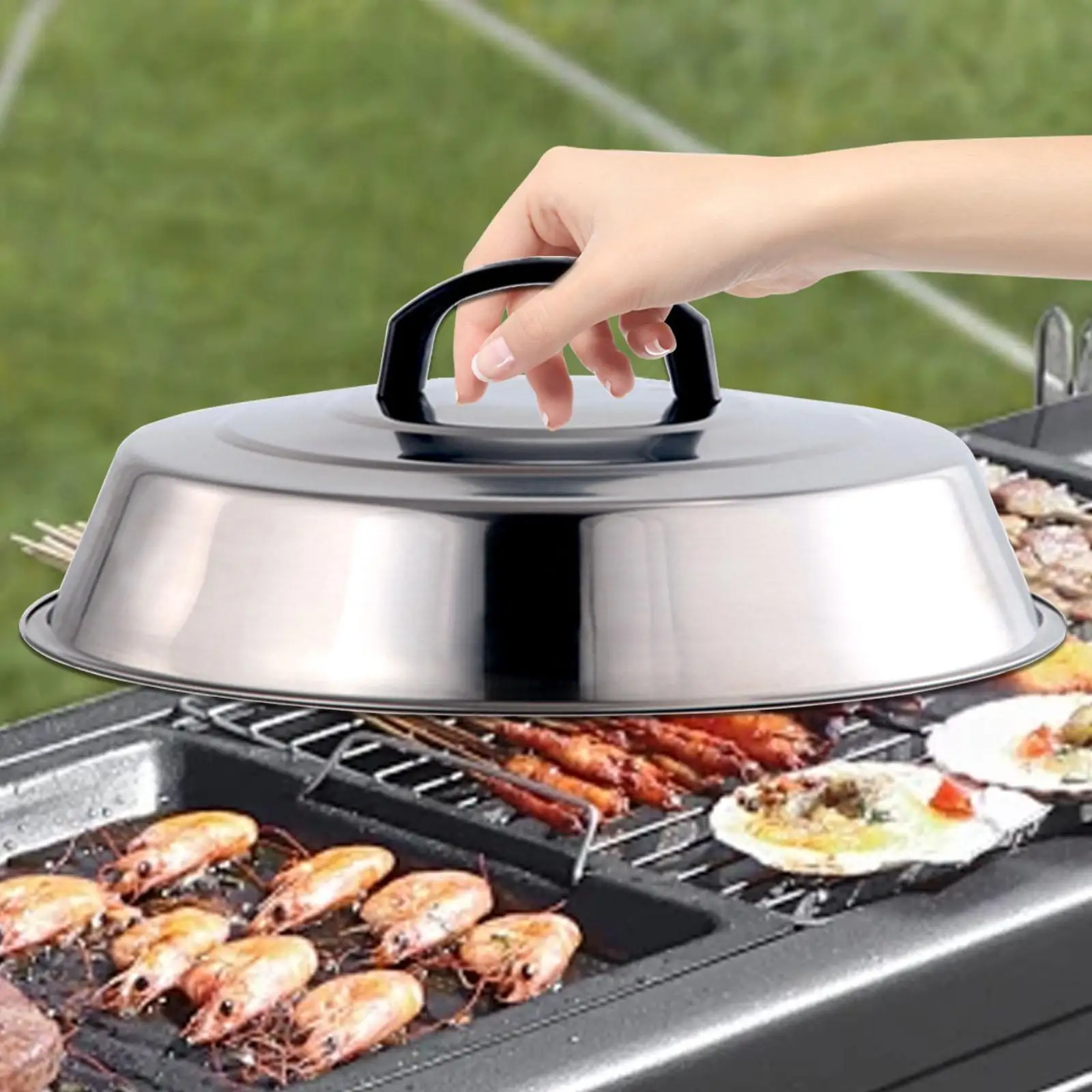 Wok Lid Pot Lid Frying Pan Cover Grilling Barbecue Burger Cover Universal Kitchen Cookware Supplies 31CM silicone pan covers