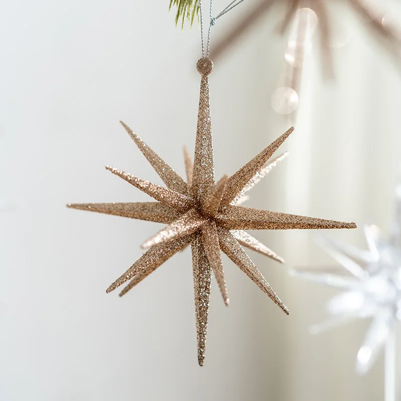 Christmas Decorations 4pcs/set Blingbling Christmas Tree Decoration Pendant Christmas Ornament Champagne White Explosive Star