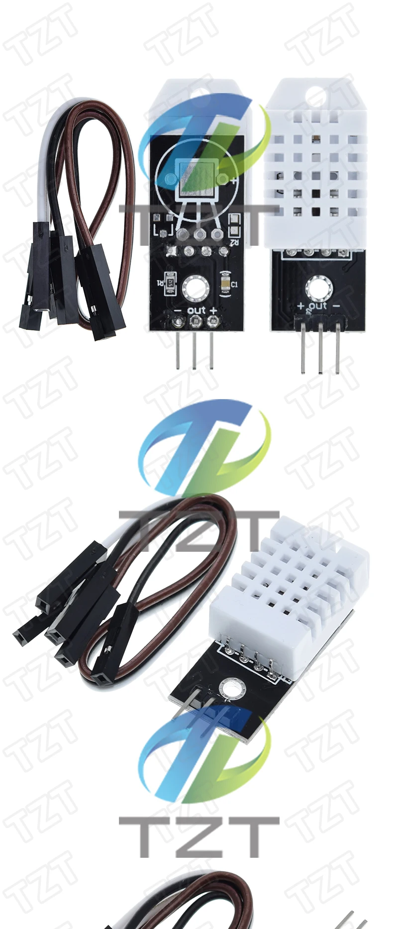 TZT 1/2/5 Stück DHT22 Digitale Temperatur- und Feuchtigkeitssensoren AM2302 Modul mit Kabel für Arduino – Detail 3