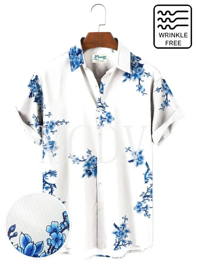 

Men's For Women's Short Sleeve Shirts Plum Bossom Floral Wrinkle Free Casual Hawaiian Shirts