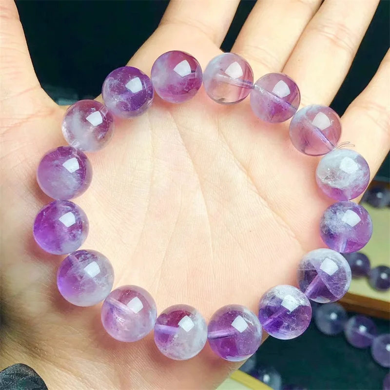 

Natural Purple Rabbit Hair Quartz Bracelet Women Healing Gemstone Crystal Strand Bangles Lovers Jewelry Gift 1PCS 13/14MM