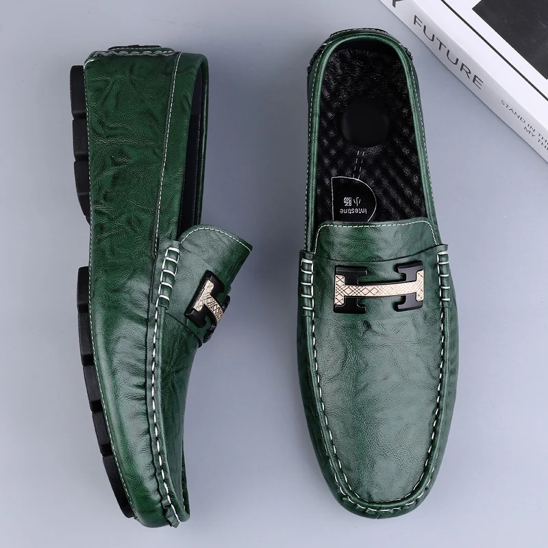 Genuine Leather Men Business Shoes Casual Formal Men's Loafers Moccasins Breathable Slip on Flats Elegantes Male Boat Footwear