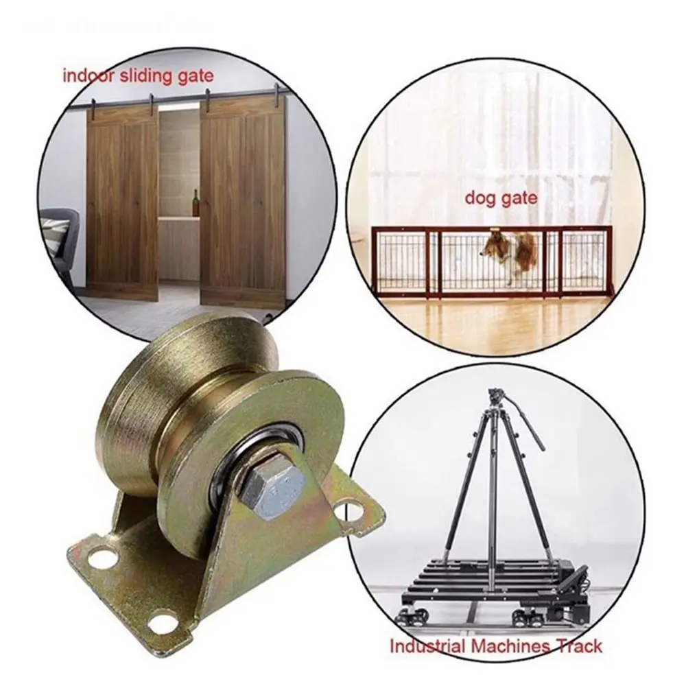 Sliding door roller 1Pcs Track Wheel Bearing Pulley Stainless Steel U/V/H Shaped Sliding Door Rollers Plating Color Home Hardware Rigid Caster
