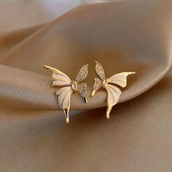 925 Silver Needle Korean Fashion Crystal Butterfly Earrings For Women Jewelry 2025 Trending New Luxury Sweet Women's Earrings