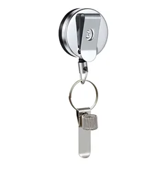Universal Retractable Pen Holder with Belt Clip and Key Ring (Black)
