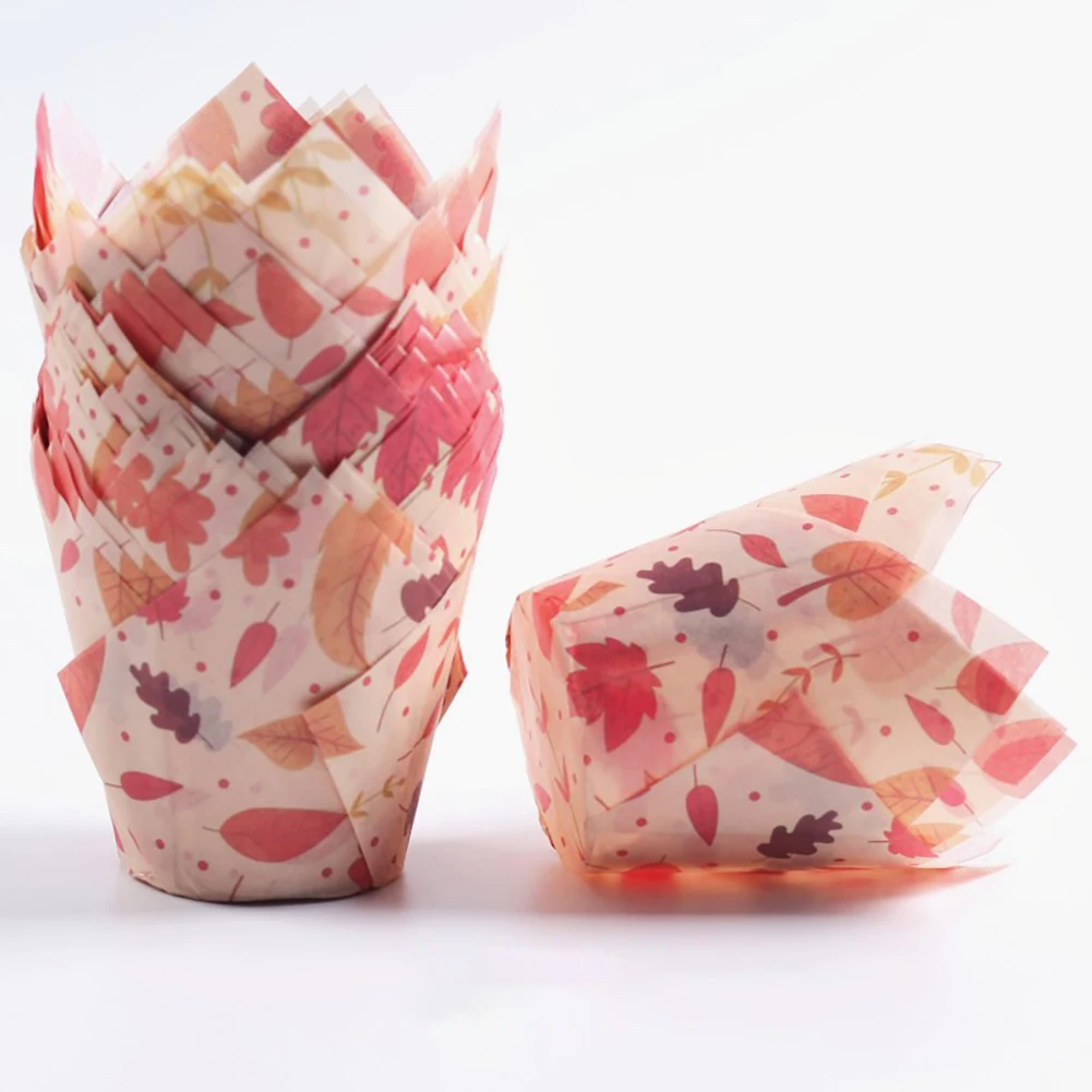 50pcs-Tulip-Muffin-Cupcake-Paper-Cups-Oilproof-Cupcakes-Liner-Baking ...