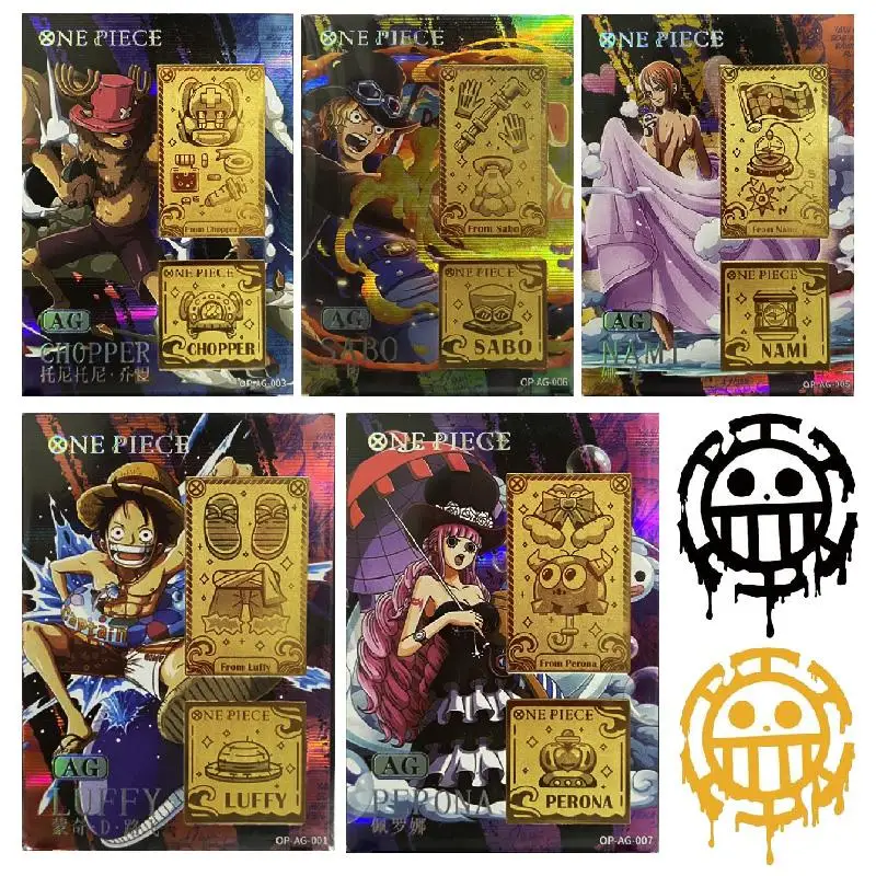 One Piece Kabago Terzo Proiettile Ag-Card Personaggi Anime Monkey D Rufy Nami Chopper Franky Bronzing Process Collection Card