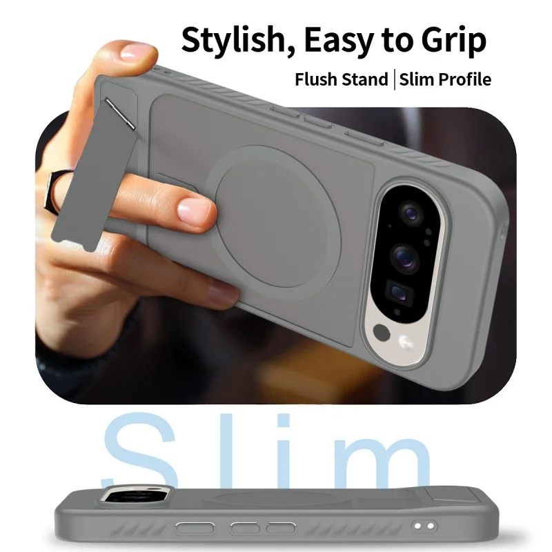 Luxury Magnetic Folding Stand Translucent Phone Case with Magsafe Wireless Charging Compatibility and Matte Armor Finish