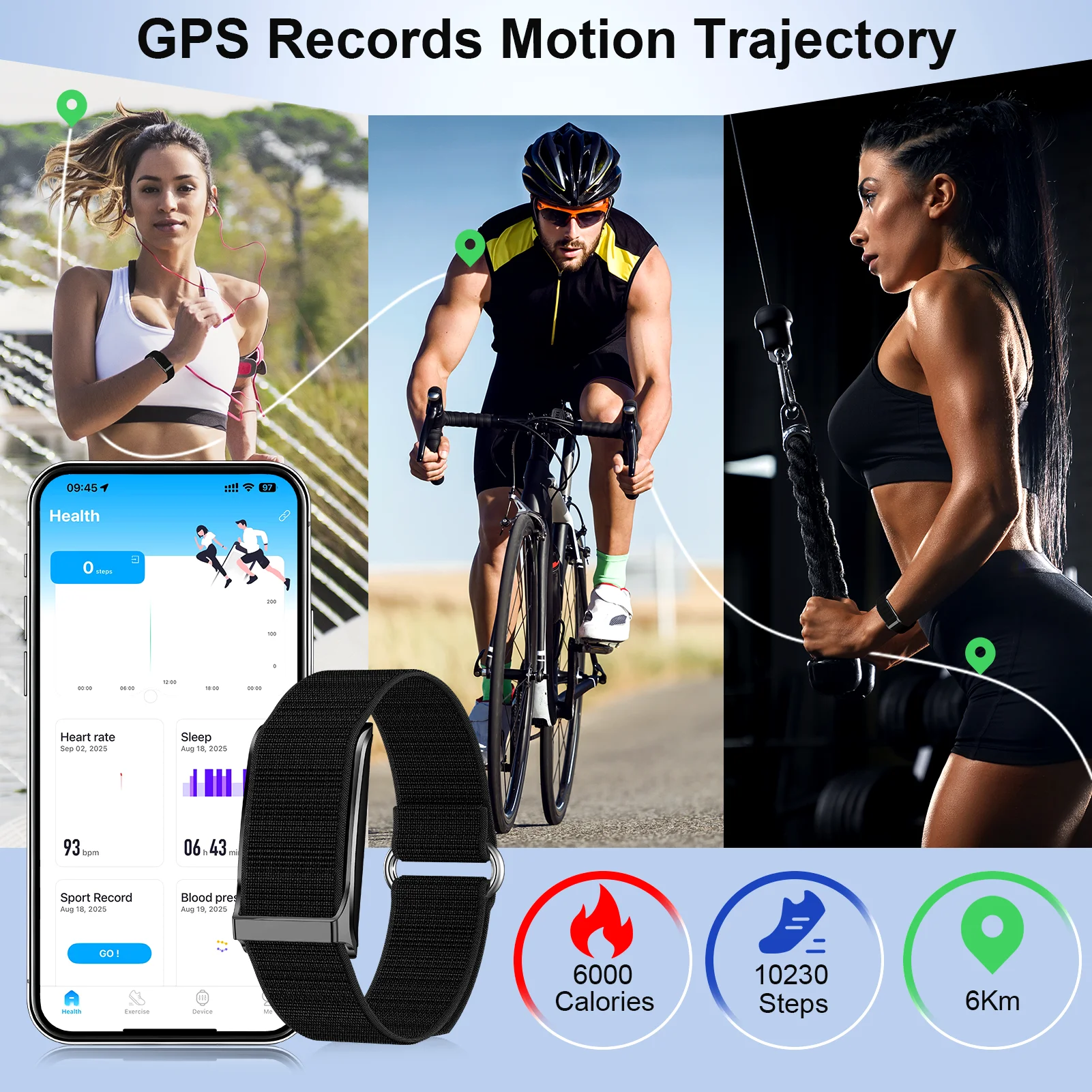 Smart Bracelet Women Men Heart Rate Blood Pressure SpO2 Sleep Tracker Activity & Fitness Trackers 170+ Sports Modes Wristbands