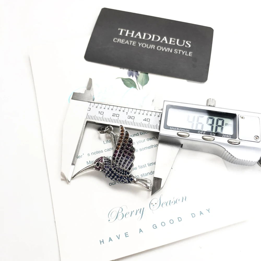 Pendant Colourful Hummingbird Cute Fashion Jewelry Europe 925 Sterling Silver Gift For Woman pendant necklace,silver pendant,silver necklace charms