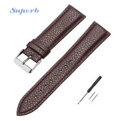 Elegant Litchi Pattern Leather Watch Band - Versatile Unisex Strap - 10mm (Brown)