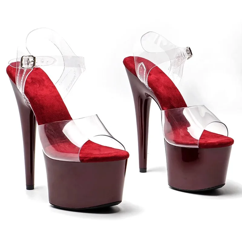 

LAIJIANJINXIA New 17CM/7inches PVC Upper Fashion Sexy Exotic High Heel Platform Party Women Sandals Pole Dance Shoes 033