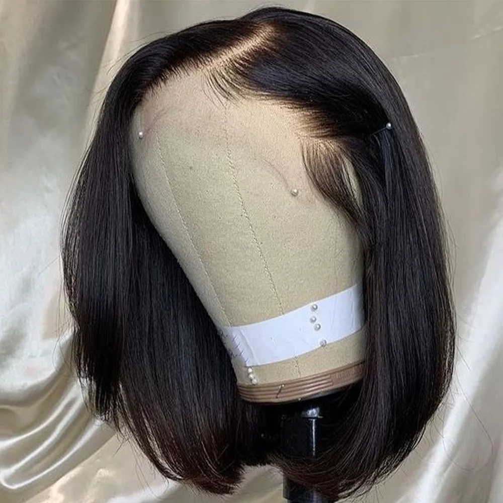 Perruques Courtes Bob en Cheveux Humains Vietnamiens, Perruque Frontale en Dentelle HD 13×4, Densité 200%, Perruques Droites en Dentelle HD pour Femmes