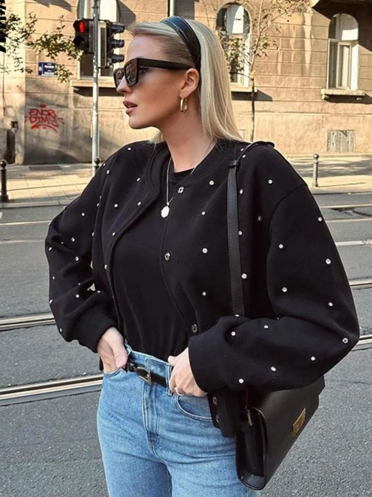 

Женская короткая куртка с круглым вырезом, с длинным рукавом