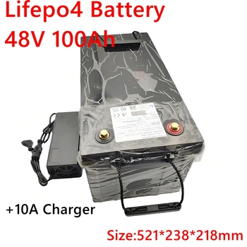 lithium 48v 100AH lifepo4 battery with BMS for tricycle golf cart inverter Solar energy storage scooter + 10A charger