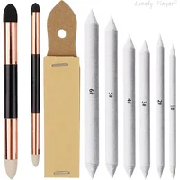 9pcs Artist Blending Stump Set with Sandpaper Sharpener - Soft Tortillions for Drawing, Shading, Highlight Correction, Sketching 1