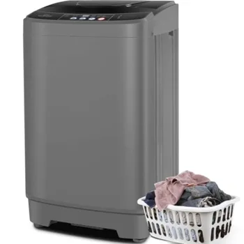Portable washing machine for apartment, home, dorms, RV: stainless steel drum, white, 20 lbs capacity, drain pump, 10 programs, 1