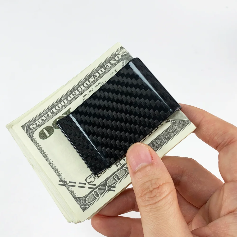 High Quality Real Carbon Fiber Money Clip Slim Front Pocket Wallet Up To 50 Bills Minimalist Wallet For Men Gift 3