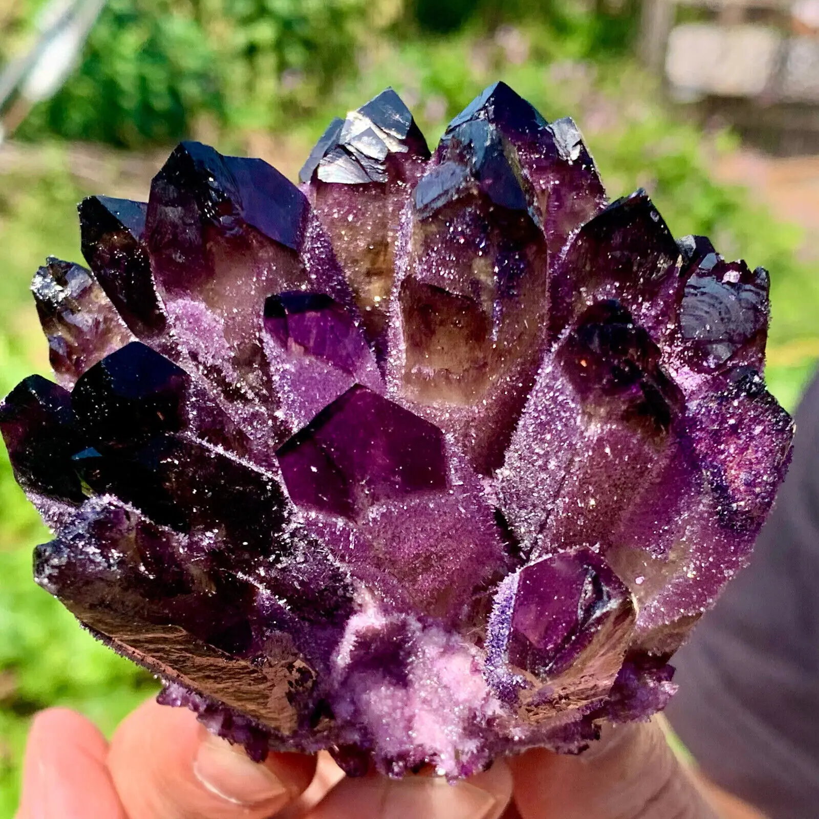 

New Find Purple Phantom Quartz Crystal Cluster Mineral Specimen