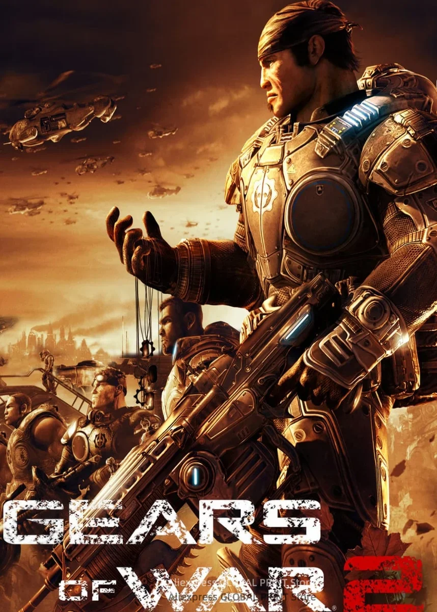 thumbnail image 1 of Póster de Gears Of War, pósteres y grabados de lienzo del juego, lienzos, pinturas, decoración del hogar, 1 of 5