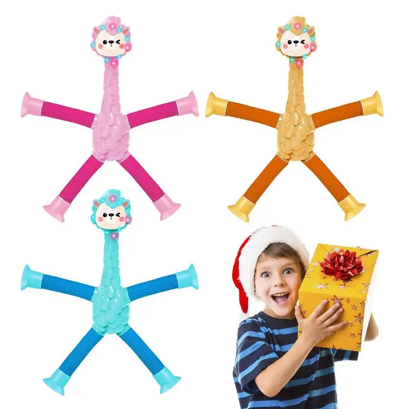 

Cartoon Alpaca Tube Toys Interactive Educational Preschool Toy Finger Puppets Tube Toys 3 Pieces Sensory Plaything Kids Sensory