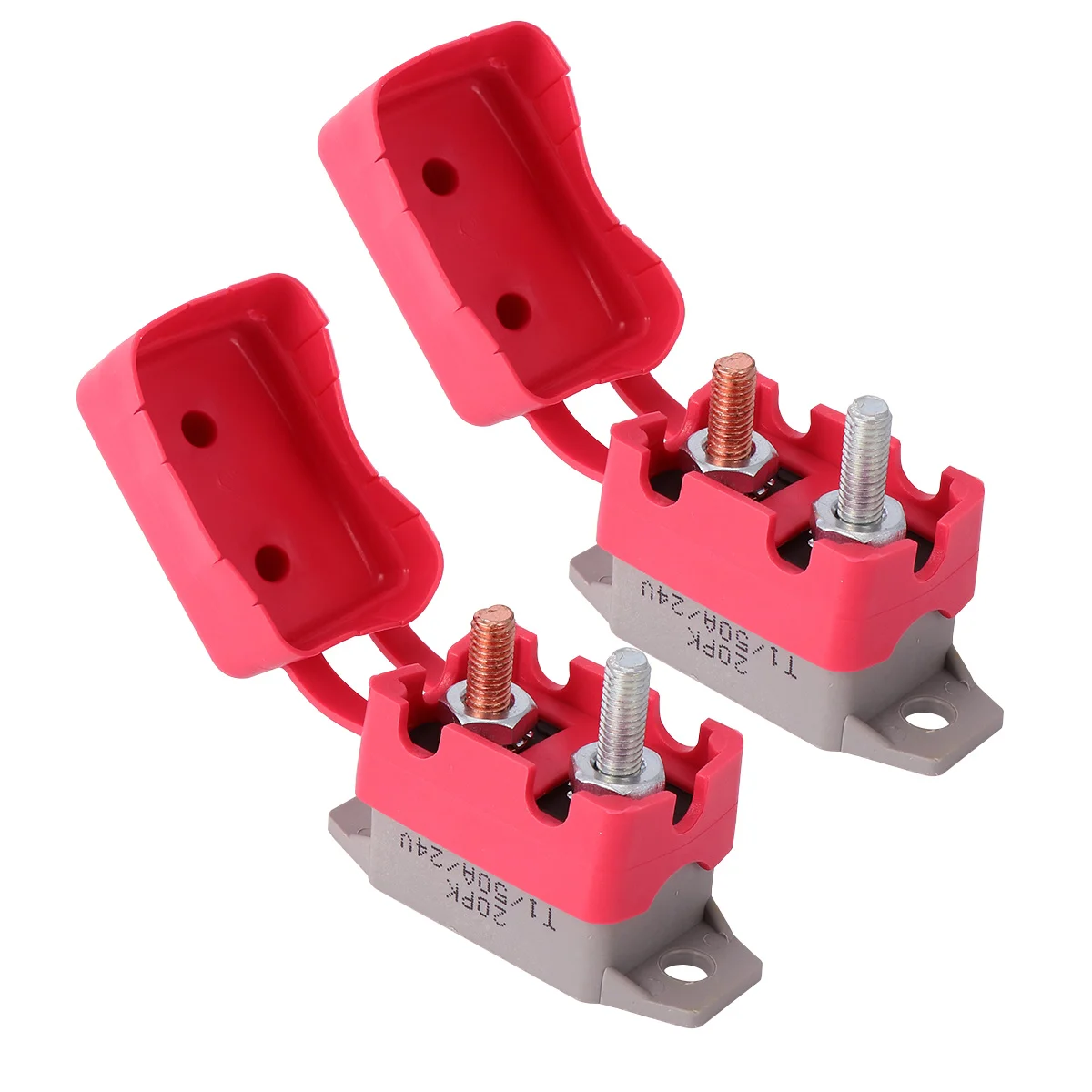 

20pcs Automatic Reset 12V/24V Circuit Breaker 50A with Red Cover for Boat Car