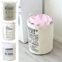 1Pcs Foldable Laundry Basket Cotton Linen Waterproof Large Capacity Storage Hamper Dirty Clothes Home Organizer Toy Storage Bin 1