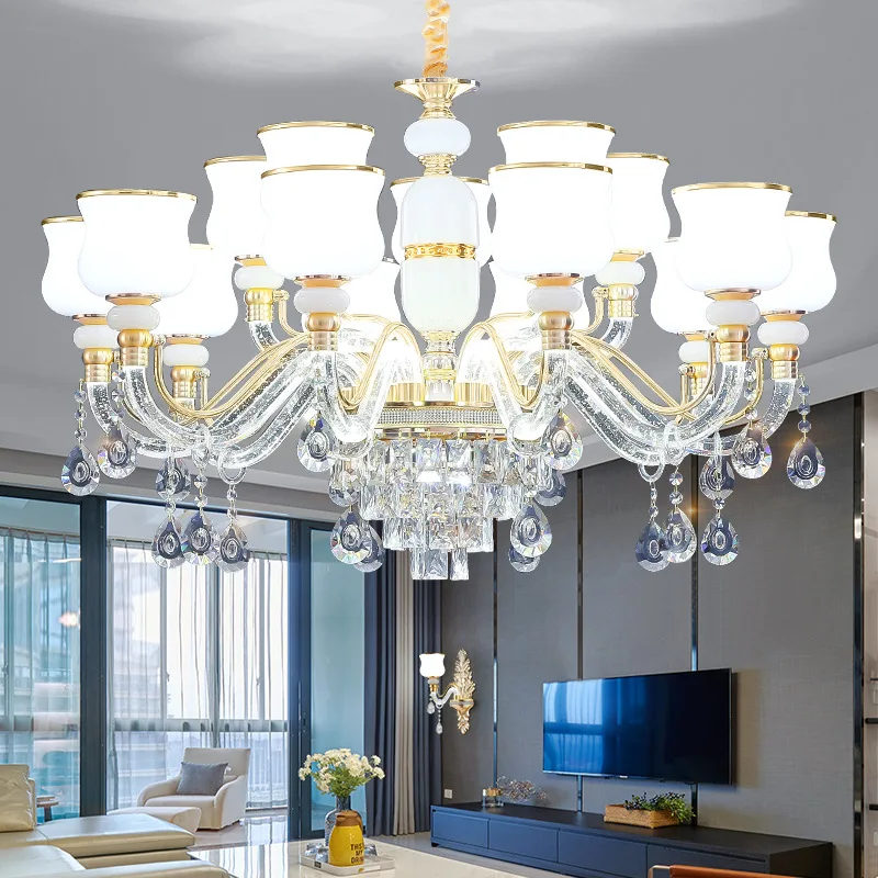 

Crystal Chandelier Living Room Lamp European Style Luxury Atmosphere Villa Hall Main Light New Dining Room Lamps