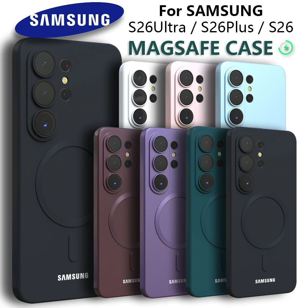 Luxury Soft Silicone For Magsafe Case For Samsung Galaxy S26 Ultra S26 Plus S26Ultra S25 FE S24 S23 With Camera Lens Full Covers