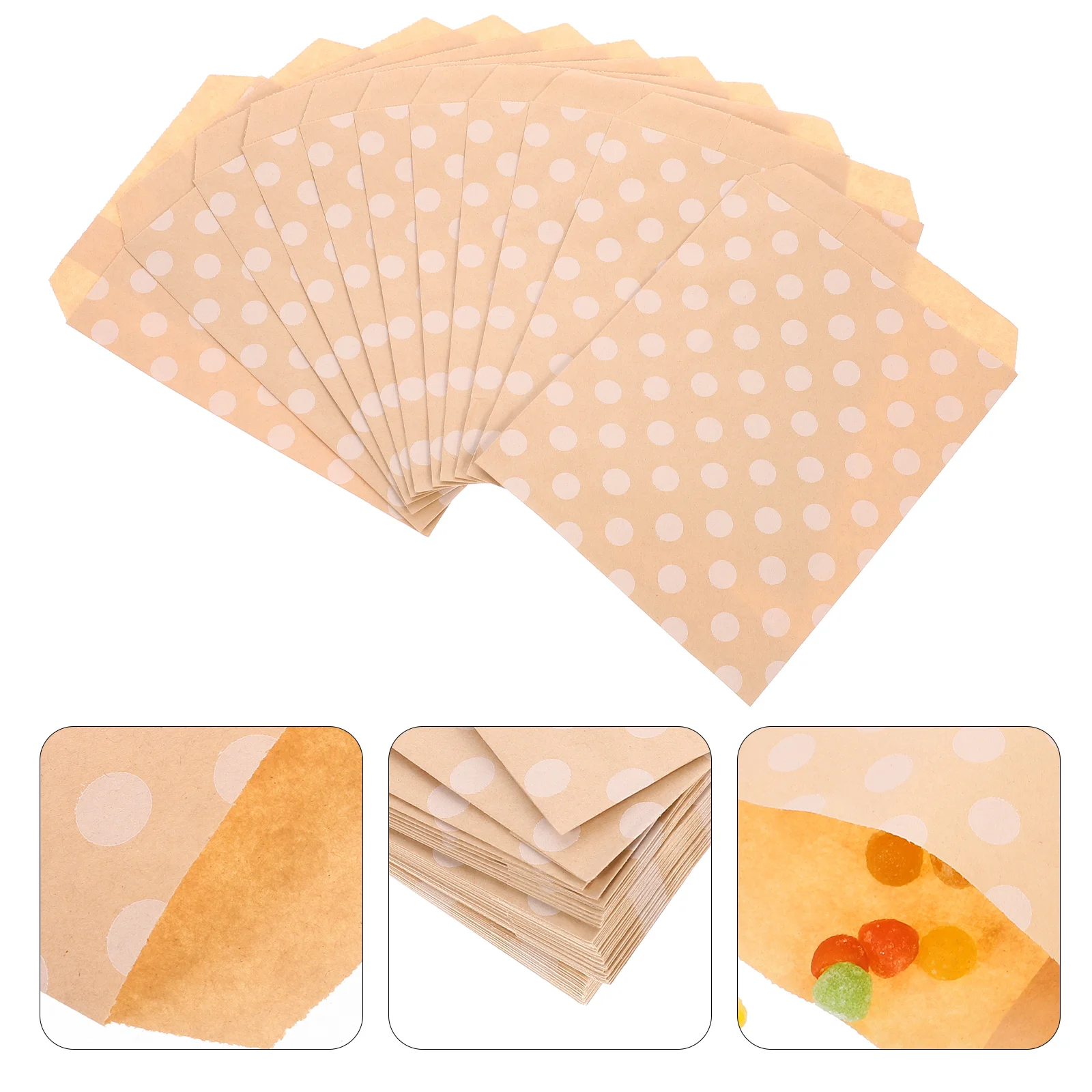

100pcs Pastry Bag Paper Bag Candy Storage Pouch Dot Pattern Paper Toaster Bag Bread Packing Bag