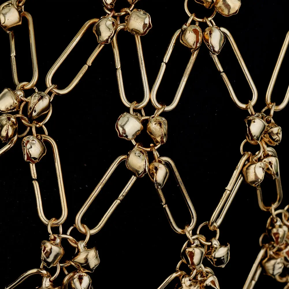 Women Sexy Body Bra Chain Fashion Hollow Bell Decor Crop Top Chain Nightclub Backless Camis Vest Festival Clothing Accessories