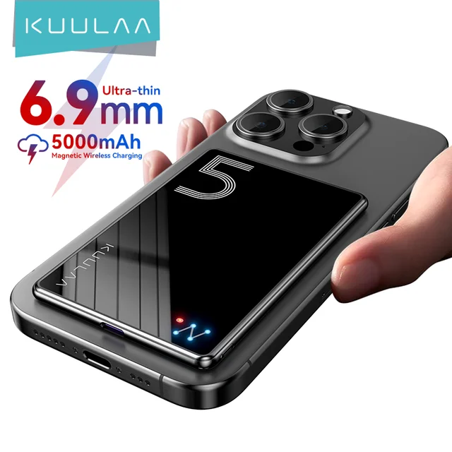KUULAA Magnetic Power Bank 5000mAh Magnetic Wireless Phone Charger External Battery 20W Fast Charging For iPhone 17 16 PowerBank
