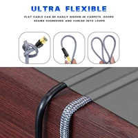 D-Sunty Ethernet Cable CAT8 40Gbps ไนลอนเครือข่าย Lan สําหรับ PC โมเด็มแล็ปท็อป PS 5 Router RJ45 สายแบน Ethernet Cat 8 4