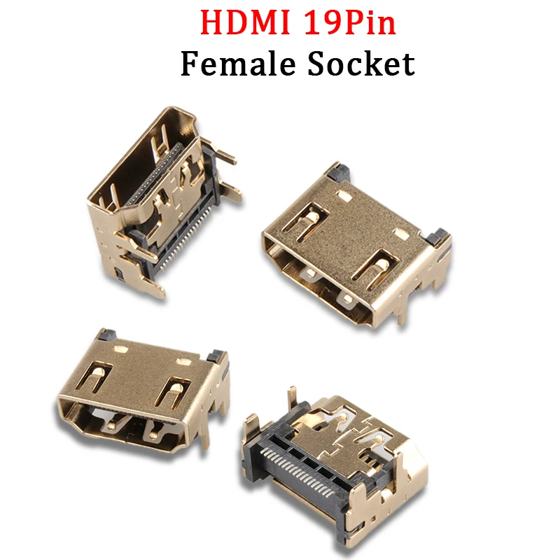 

1/5/10/50Pcs HDMI A Type Female Plug Socket HD Interface Connector 19Pins HDMI Female Socket Data Interface 4 DIP Type Adapter