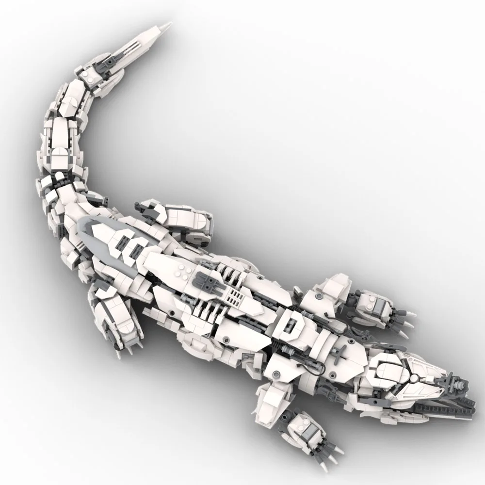 Moc Diy Mecha Animal Crocodile Building Block Toy Marine Life Robot Monster Fire Salamander Rettile Brick Toy Regalo Di Compleanno