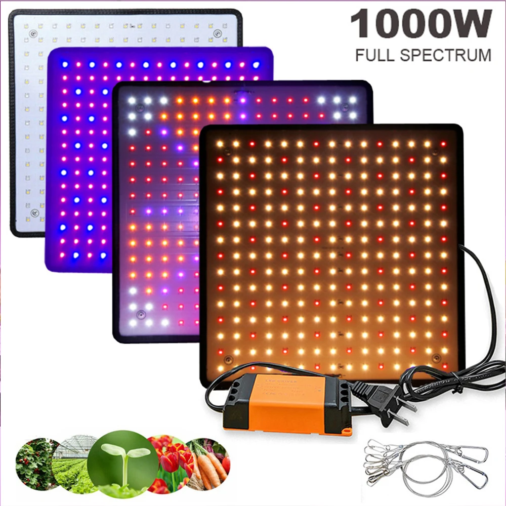 

led plant growth light greenhouse succulent flower grow light 1000W full spectrum white red blue sunlight fill light flat light