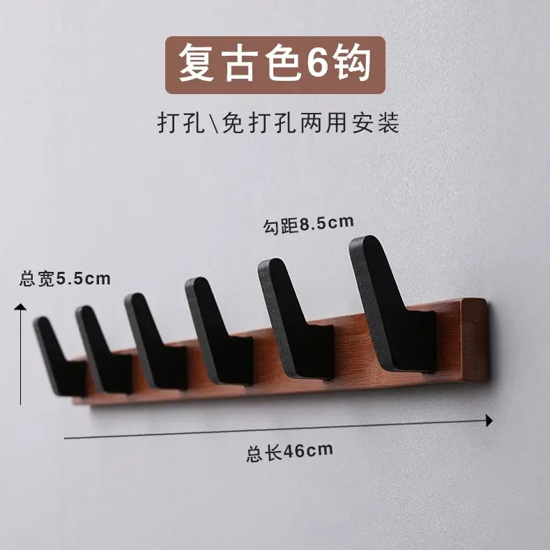 غرفة المعيشة مدخل جدار معطف رفوف خشب متين معلقة خط...