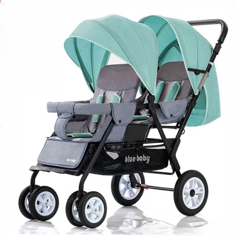 Twin Stroller Lightweight, Foldable, Seatable and Reclining Second Child Double Baby Stroller Multifunctional Double Travel Car