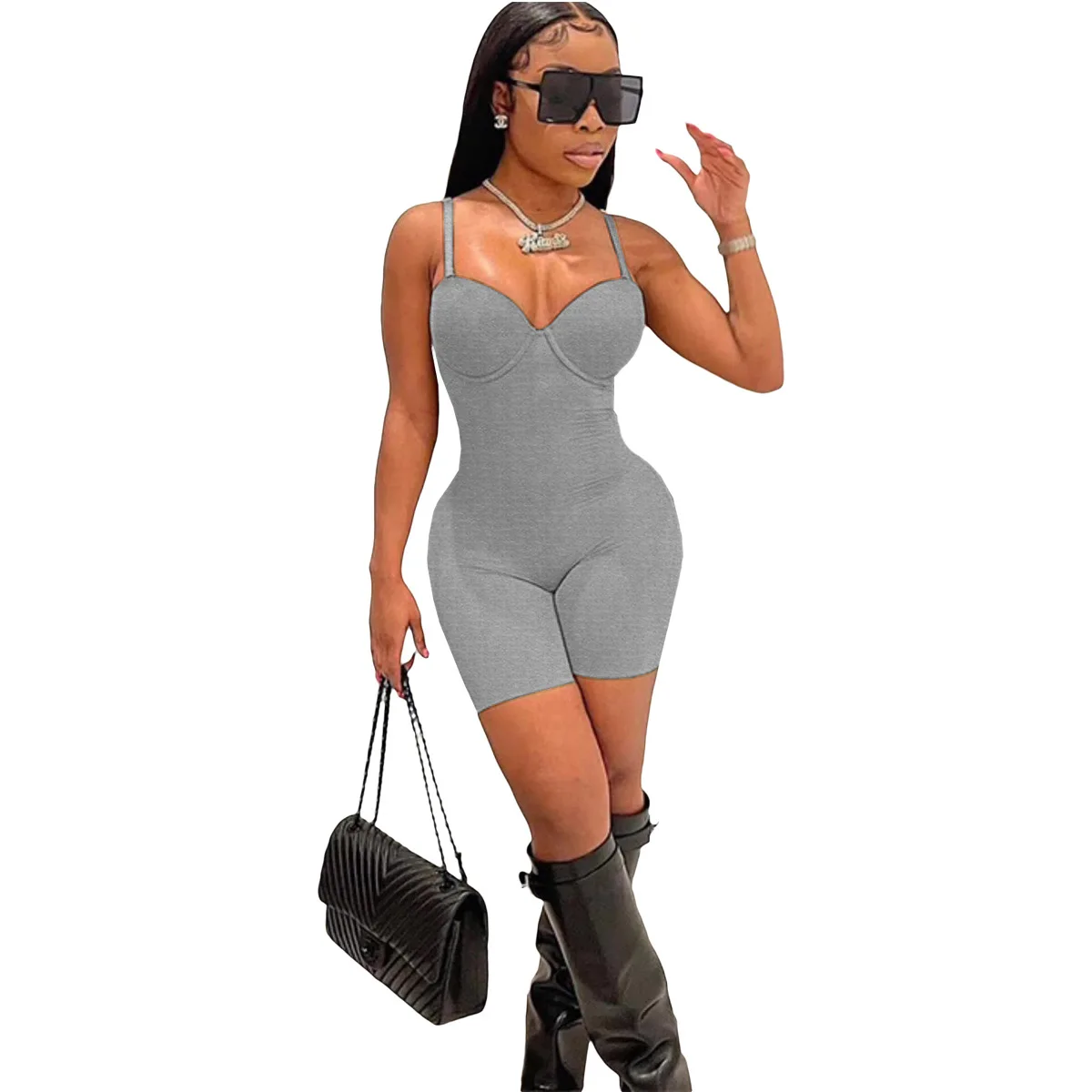 thumbnail image 1 of Monos de una pieza sexys de Spifore para mujer, para fiesta, club, pantalones pitillo, monos ajustados sin tirantes de verano, ropa urbana negra, 1 of 5
