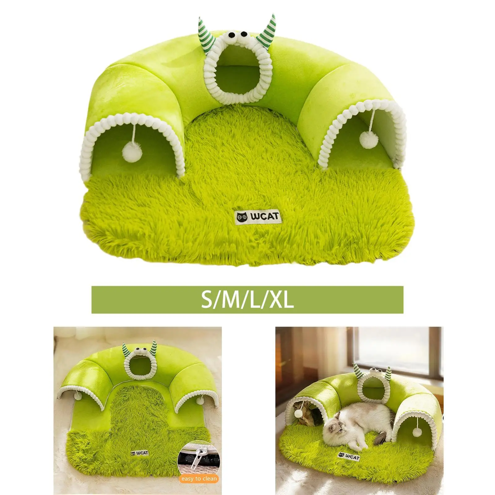 Pet Bed Equipment Versatile,Supplies Play with Ball Portable Gifts Rest,Zipper Closure Versatile Ornament Kennel Green