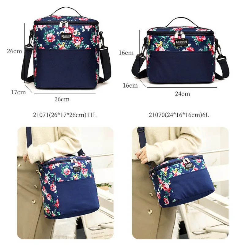 Women Men 611L Lunch Bag Outdoor Insulated Lunch Bento Box Tote Thermal Food Picnic Handbag Portable Shoulder Thermal Picnic Bag