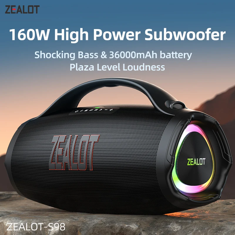 ZEALOT-S98 160W Big Power Wireless TWS Subwoofer Bluetooth Speaker