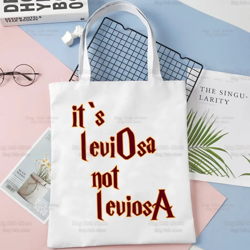 

Холщовая Сумка-тоут It's LeviOsa Not LeviosA для женщин, экологически чистая многоразовая Сумочка для покупок, винтажная модная сумка Ulzzang
