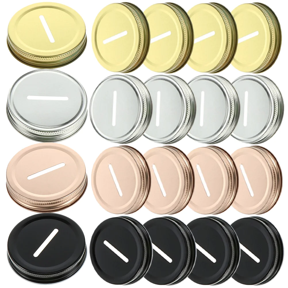 

70mm Tinplate Mason Jar Lids Coin Slot Piggy Bank Lid Slotted Inserts Caps Canning Cover Kitchen Supplies