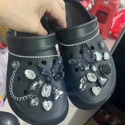 Shoe Charms for Crocs DIY Black 3D Butterfly Rose Decoration Buckle for Croc Shoe Charm Accessories Kids Party Woman Girls Gift