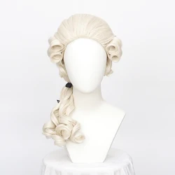 ccutoo Synthetic Lawyer Judge Baroque Curly Costume Wigs Deluxe Historical Long Blonde Cosplay Wig For Halloween + Wig Cap