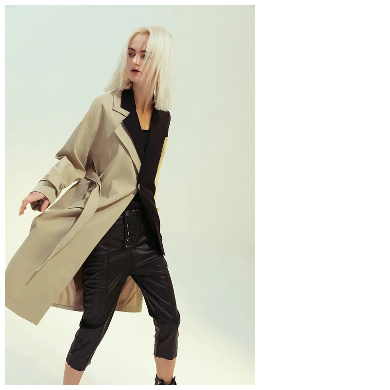 2024 Vorfrühling Britischer Retro-Stil Patchwork-Farbe Asymmetrische personalisierte Trenchcoat-Anzugjacke_voghion.com