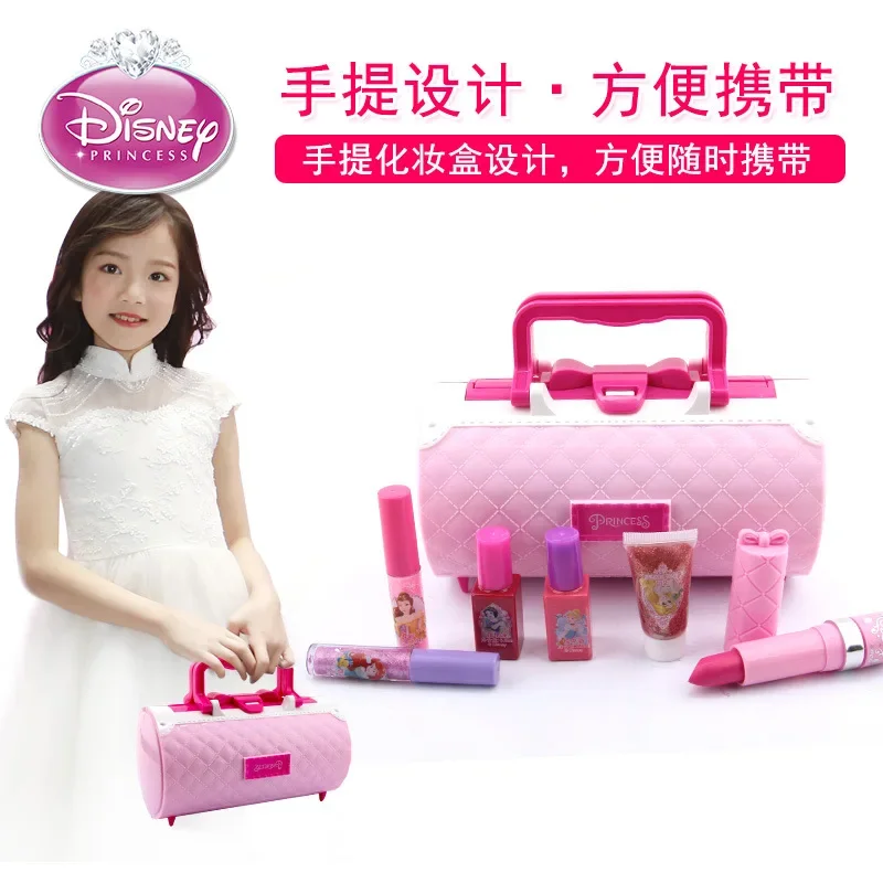 Disney girls Princess frozen Makeup Box Cosmetic Toys handbag snow White Watersoluble Makeup gift toys